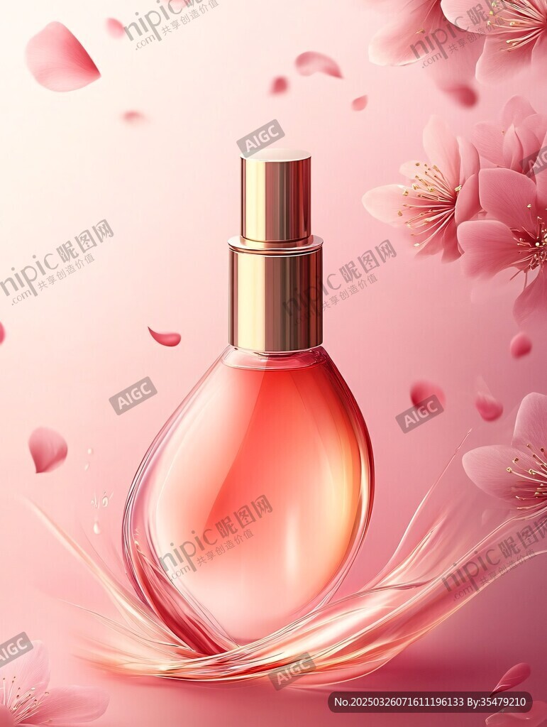 浪漫粉調(diào)香水瓶花漾氛圍