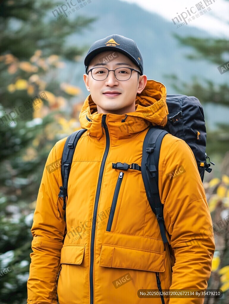 戶(hù)外徒步男子的陽(yáng)光風(fēng)采