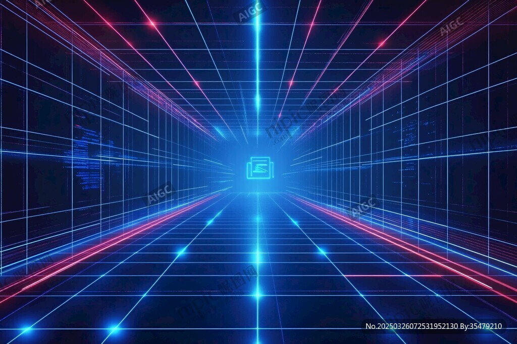 科技感光線隧道未來場景