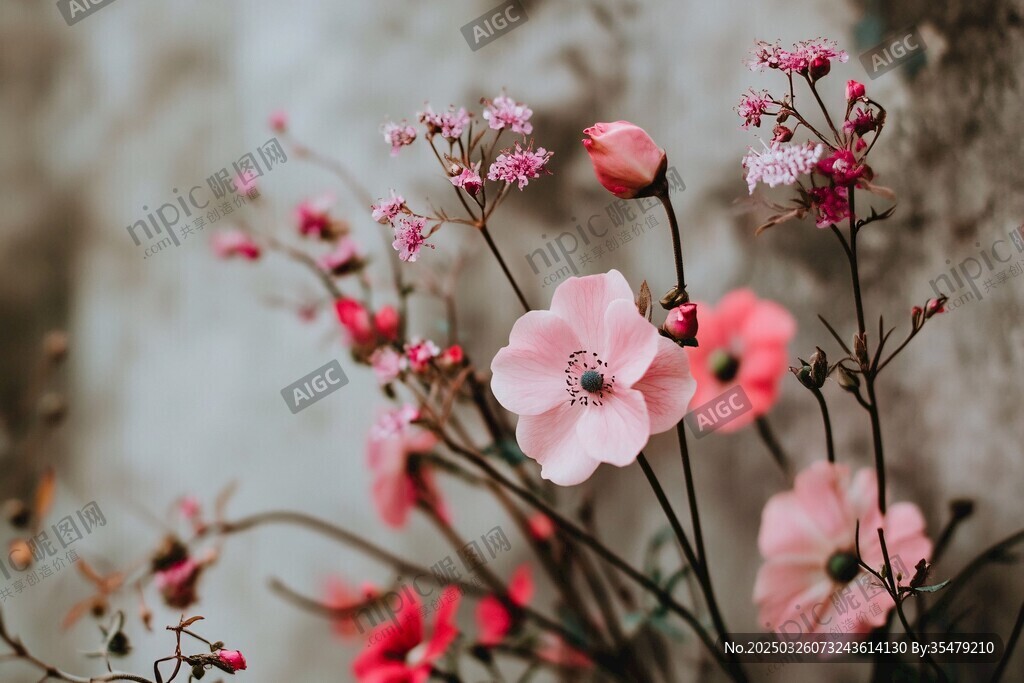粉色小花綻放的溫柔瞬間