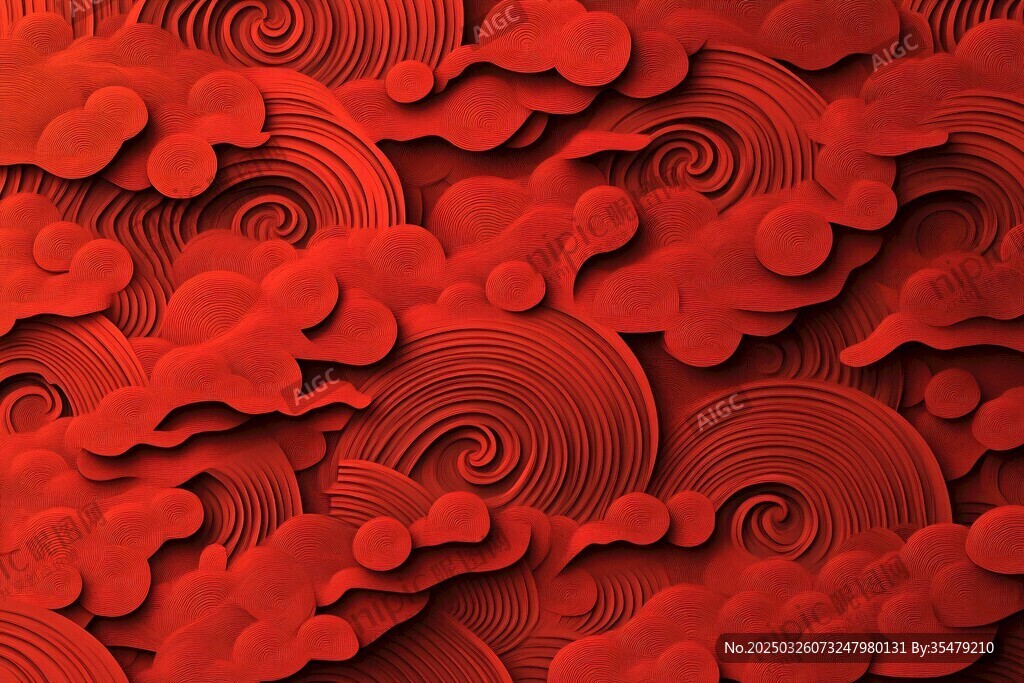 紅色云紋立體中式背景圖