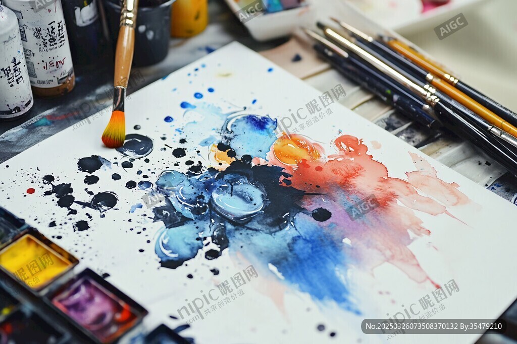 水彩創(chuàng)作瞬間的斑斕色彩