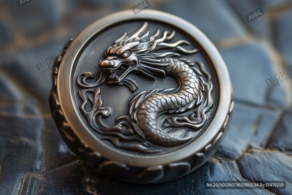龍紋金屬扣飾