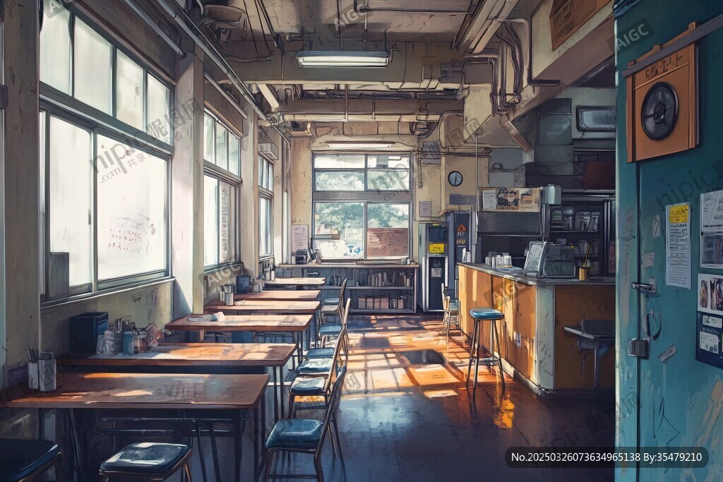 復古風室內餐廳溫馨場景