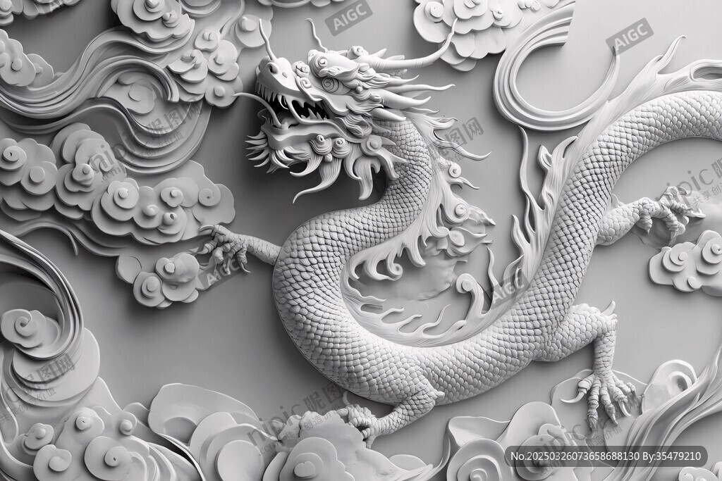 中式浮雕龍 云紋裝飾