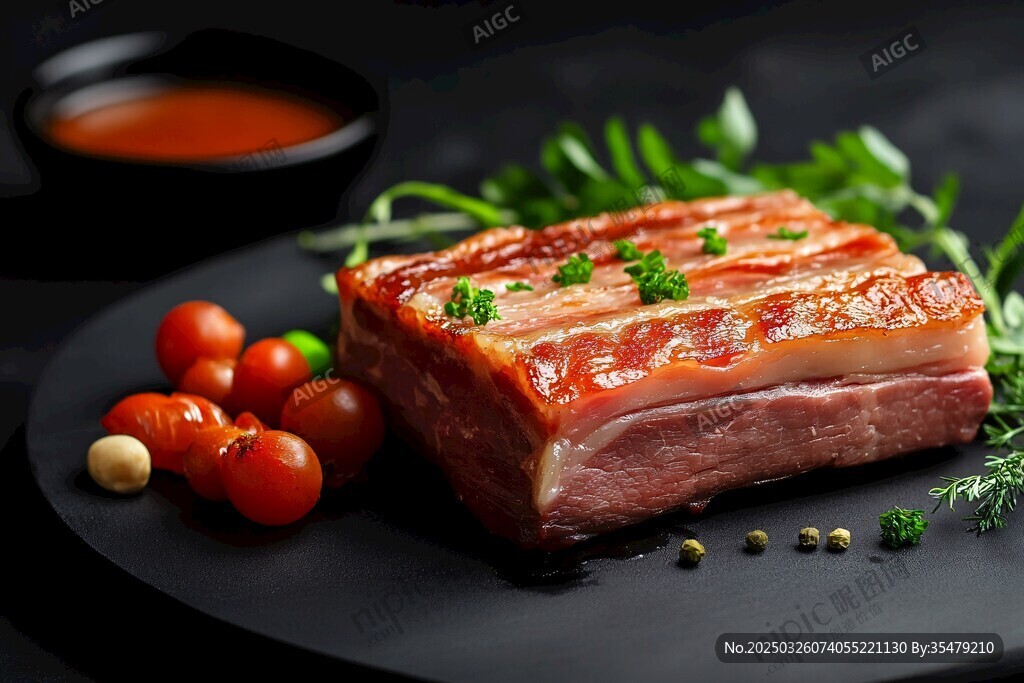 香煎五花肉配新鮮蔬果
