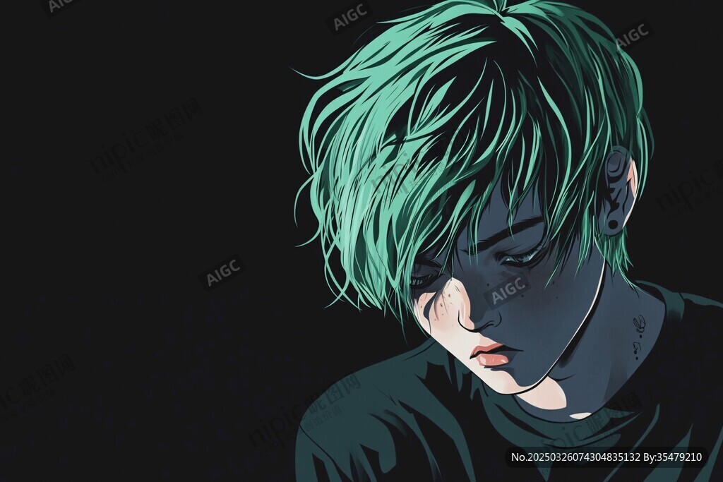 綠發(fā)少年的憂郁瞬間