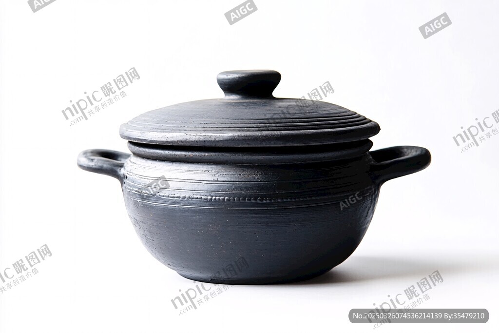 黑色雙耳帶蓋陶制燉鍋