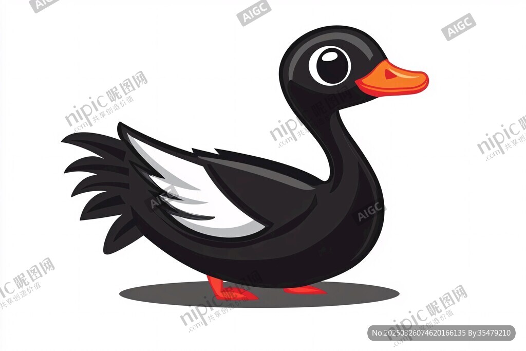 卡通黑鴨子形象插畫