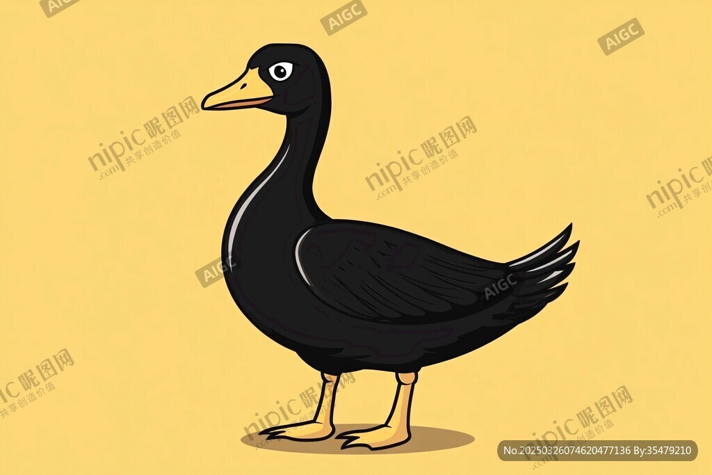 站立的黑色卡通鴨子