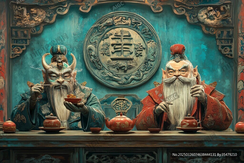 仙翁對(duì)坐品茗圖