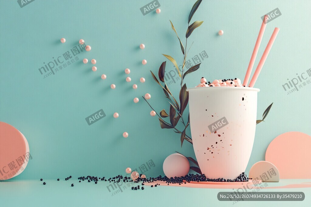 清新粉色系美味奶昔飲品