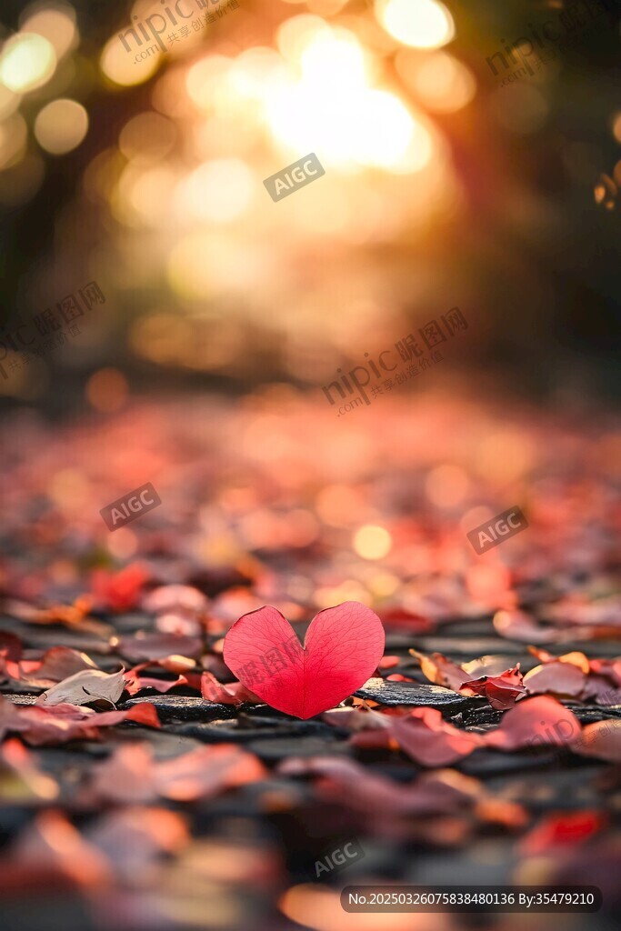 心形紅葉鋪就浪漫小徑