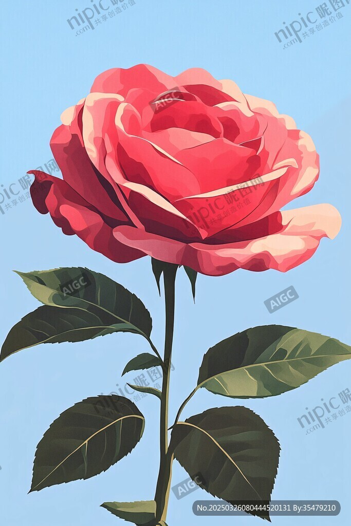 艷麗紅玫瑰綻放于藍(lán)天