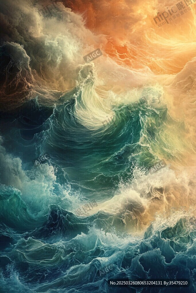 洶涌海浪中的奇幻景象