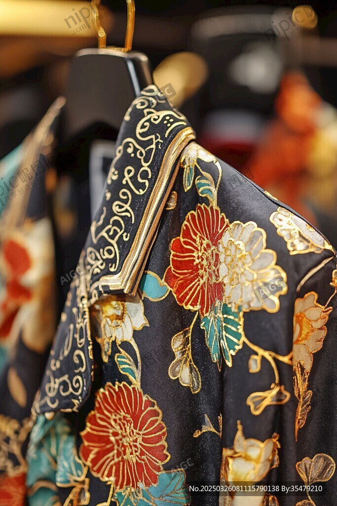 中式復(fù)古印花華麗上衣