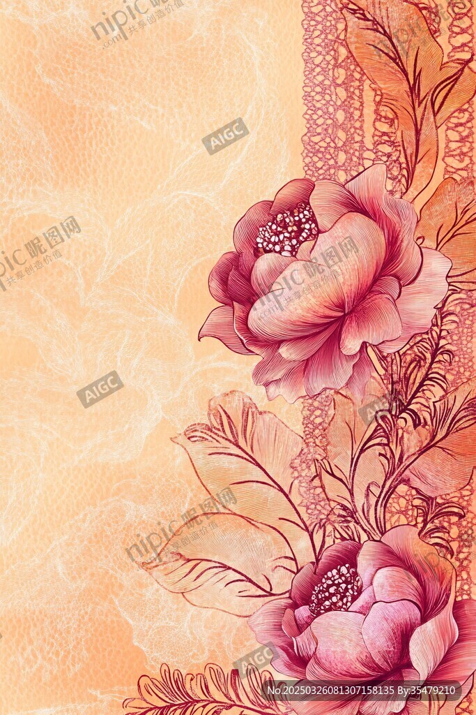 復(fù)古風(fēng)花卉紋理背景圖
