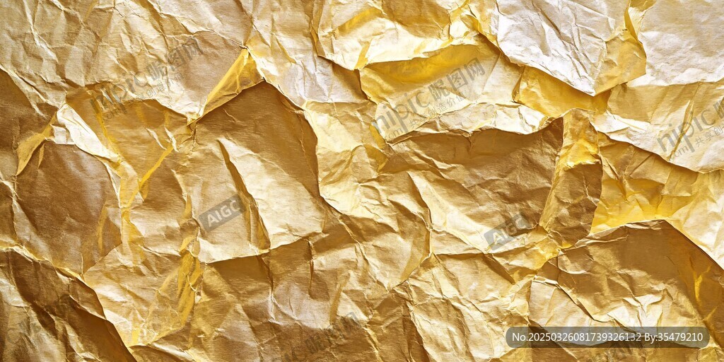 金色褶皺紙張紋理背景