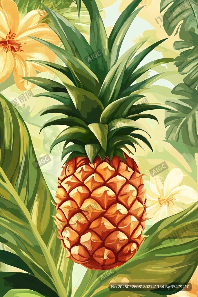 熱帶風情 可愛菠蘿插畫