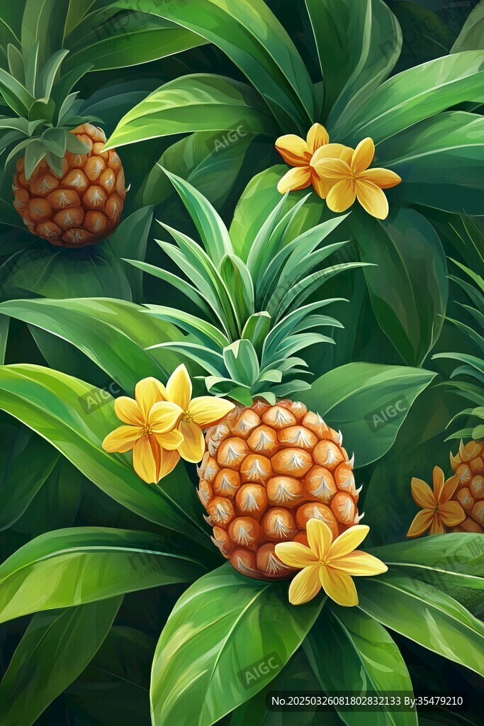 熱帶風(fēng)情 菠蘿與繁花綻放