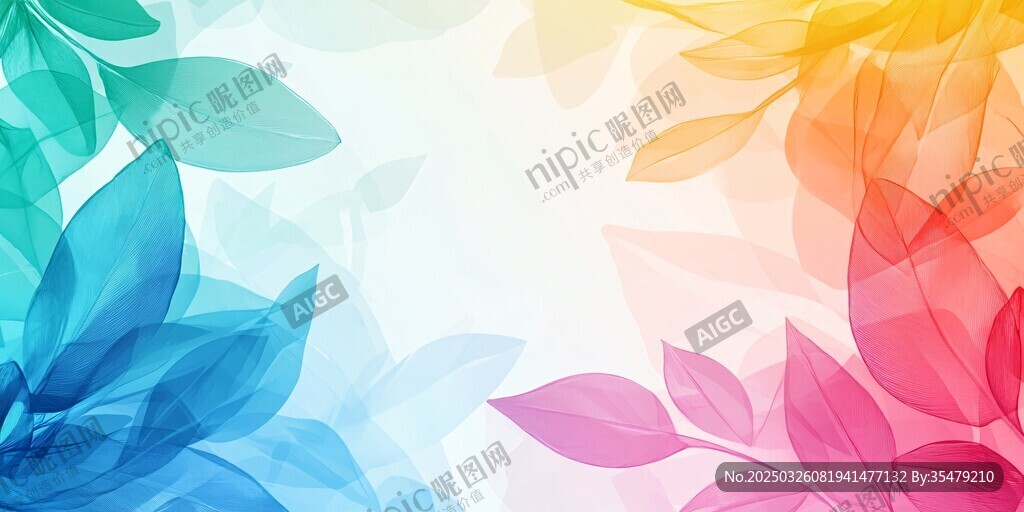 夢幻彩色葉片背景圖