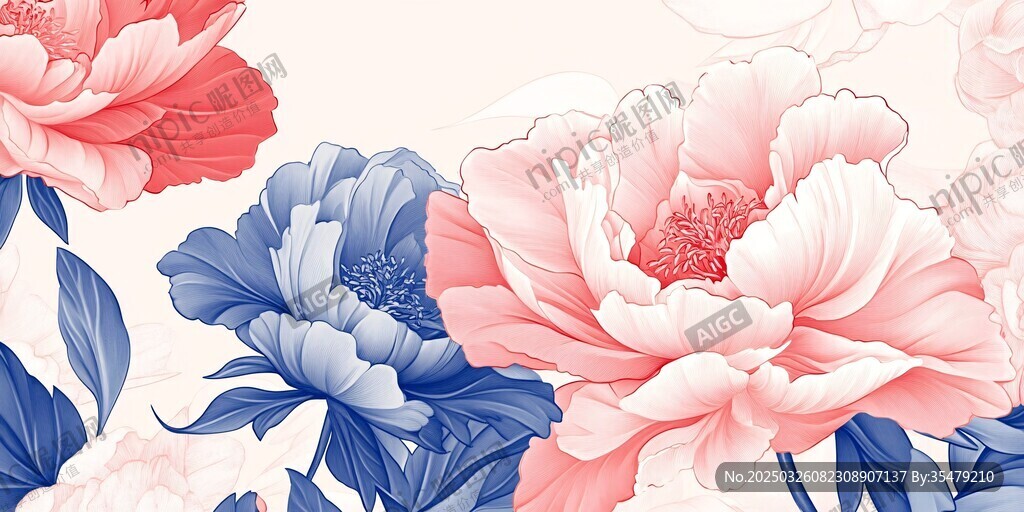 浪漫花卉插畫