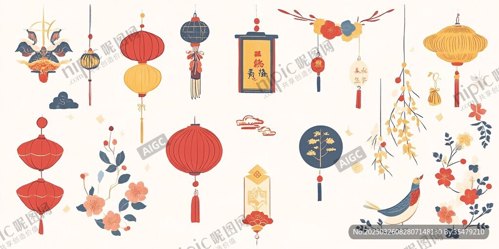 中式傳統(tǒng)節(jié)日裝飾元素集