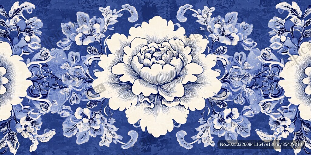 青花瓷牡丹花紋樣圖案
