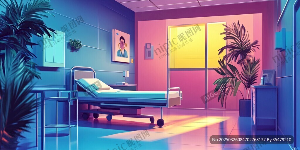 夢幻風格的單人病房場景