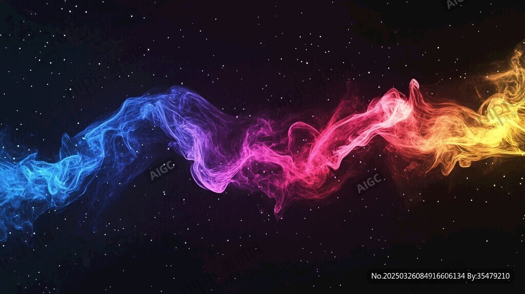 夢幻彩色煙霧舞動夜空