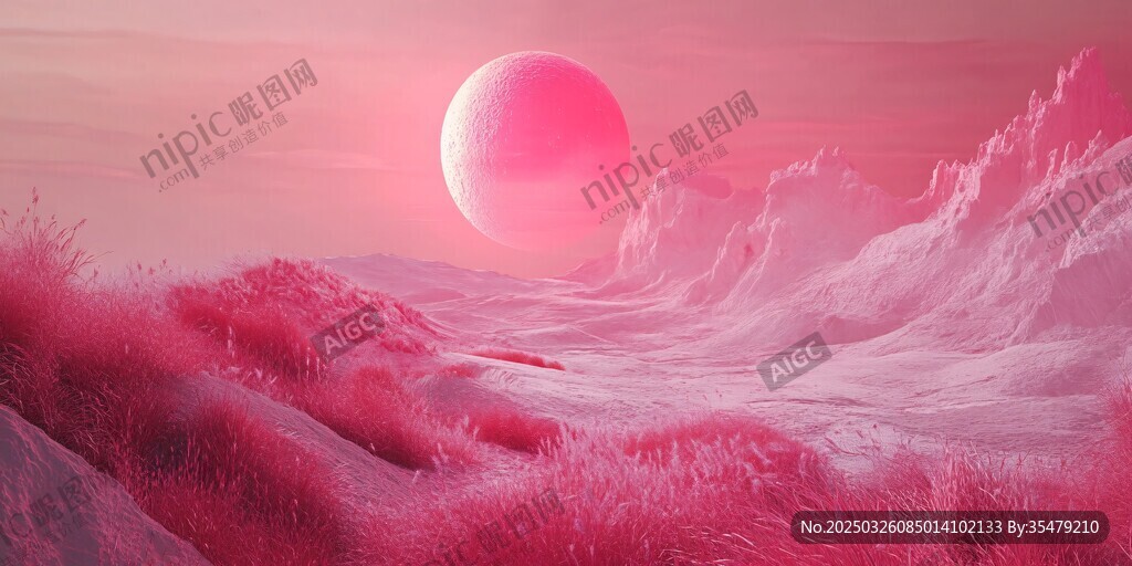 夢(mèng)幻粉色星球景觀