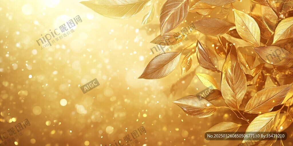 金色樹葉閃耀夢(mèng)幻背景