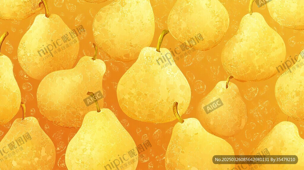 金黃飽滿梨子的清新畫面