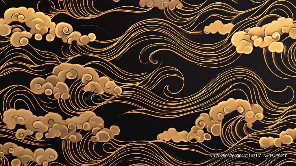 金色云浪中式傳統(tǒng)圖案