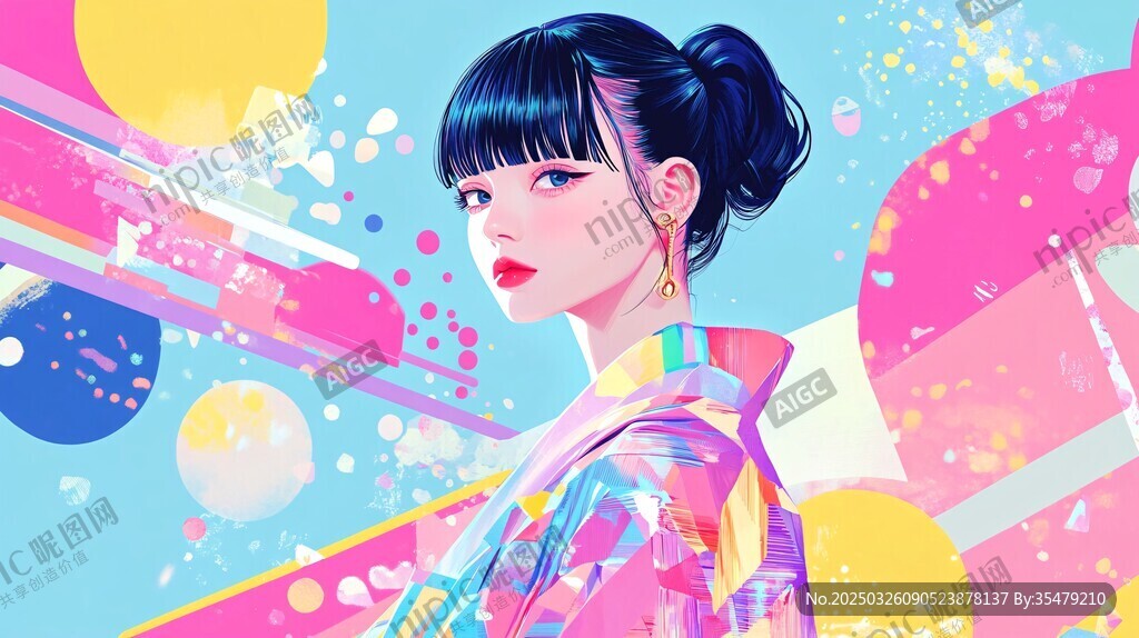 時尚潮酷女孩插畫形象