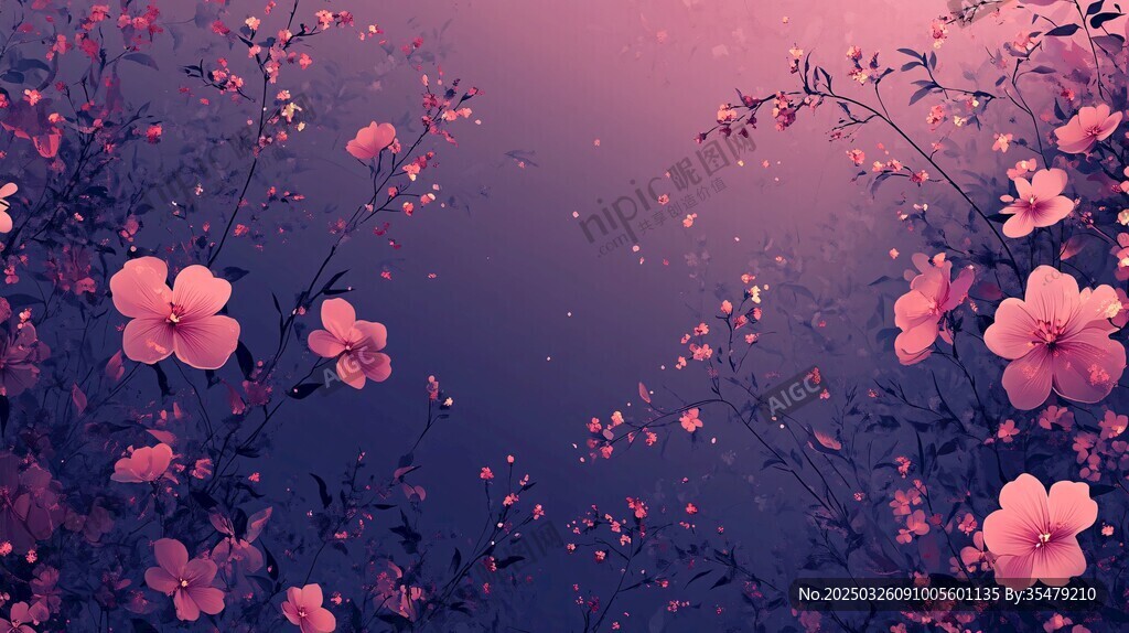 夢(mèng)幻粉花綻放夜之浪漫