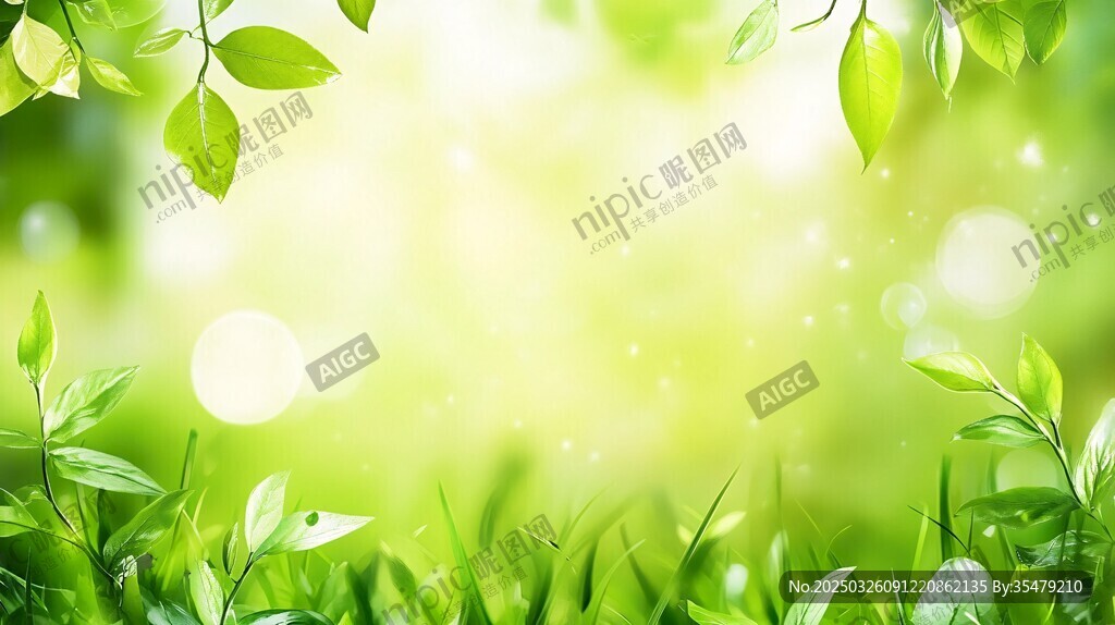 清新綠意盎然的自然背景