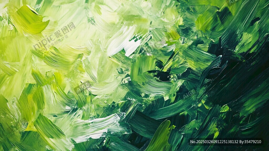 翠綠筆觸抽象藝術(shù)畫作
