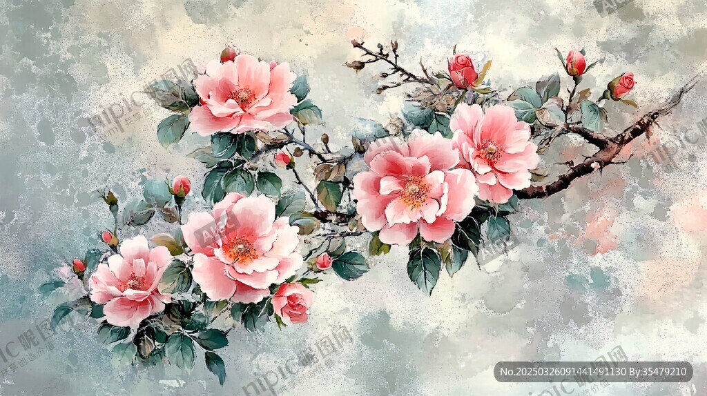 粉色花卉枝頭綻放