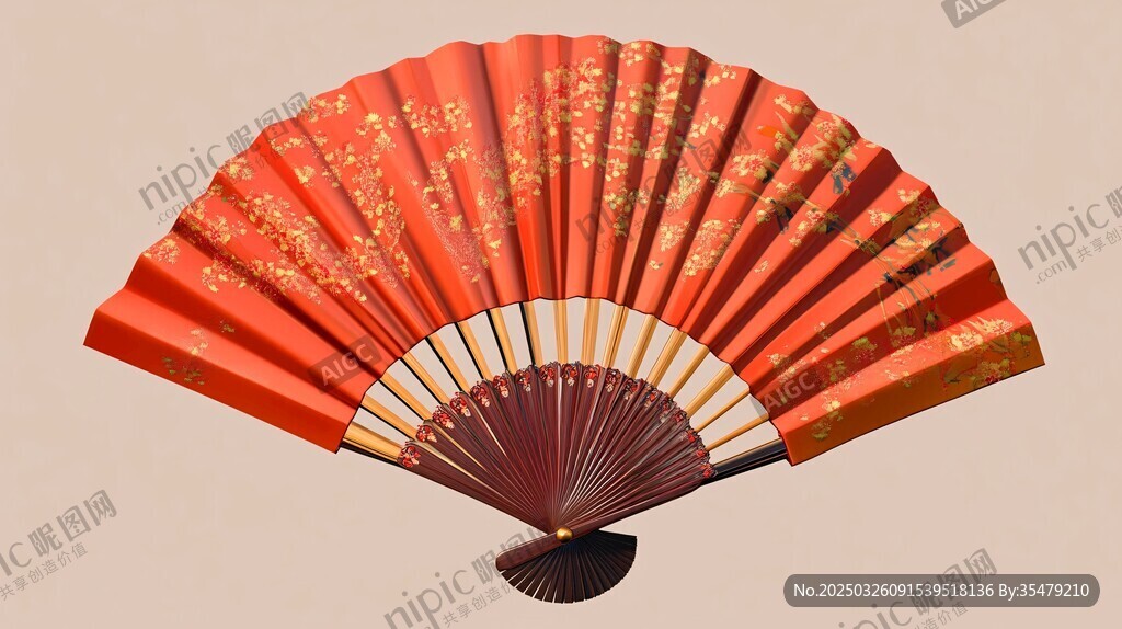 中式古典紅折扇