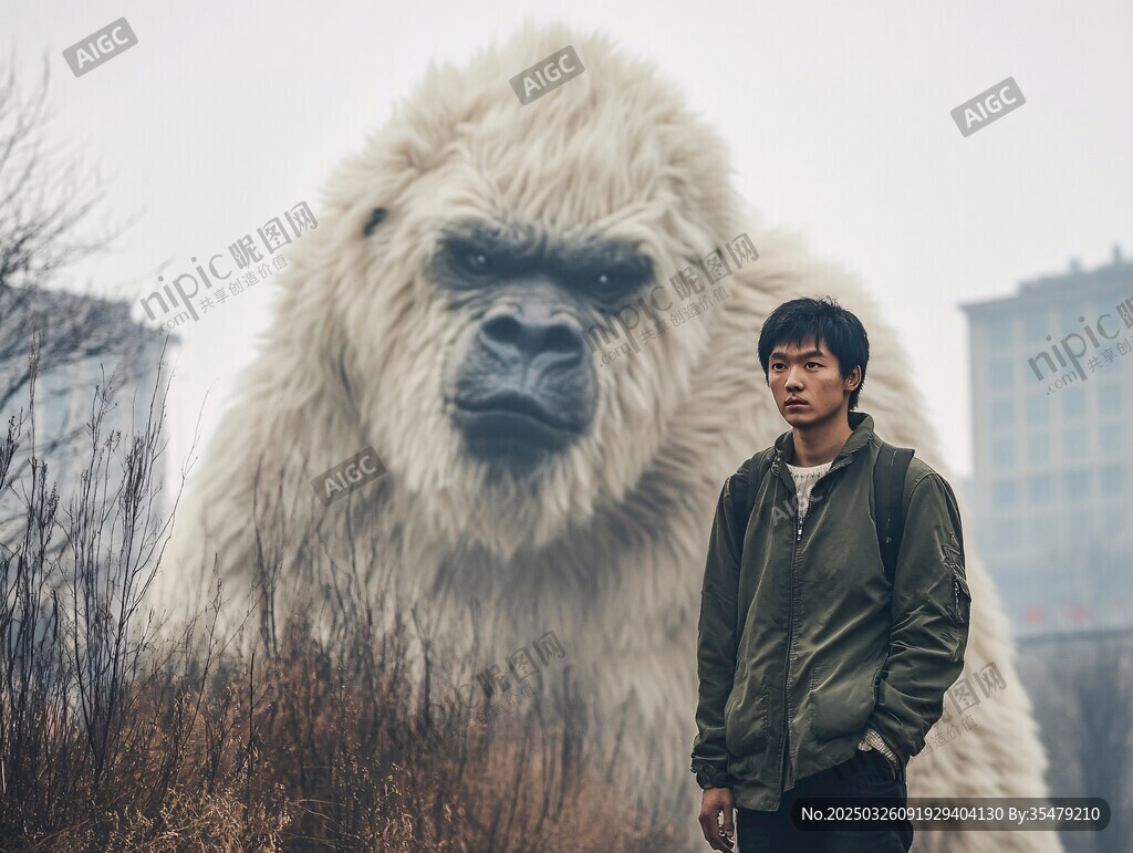 人與巨型白猩猩的奇妙同框