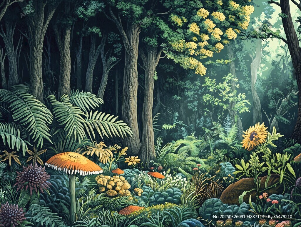 夢幻森林中的奇妙植物景觀