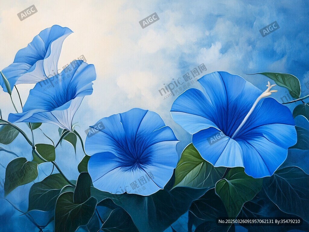 夢(mèng)幻藍(lán)牽牛花綻放美景