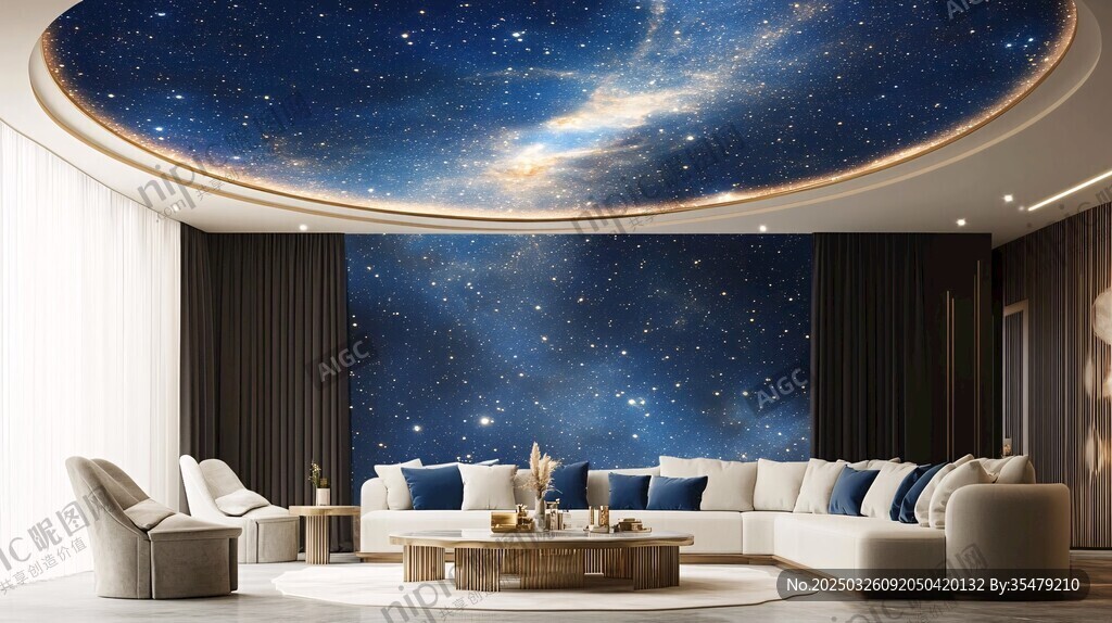夢(mèng)幻星空客廳天花板裝飾