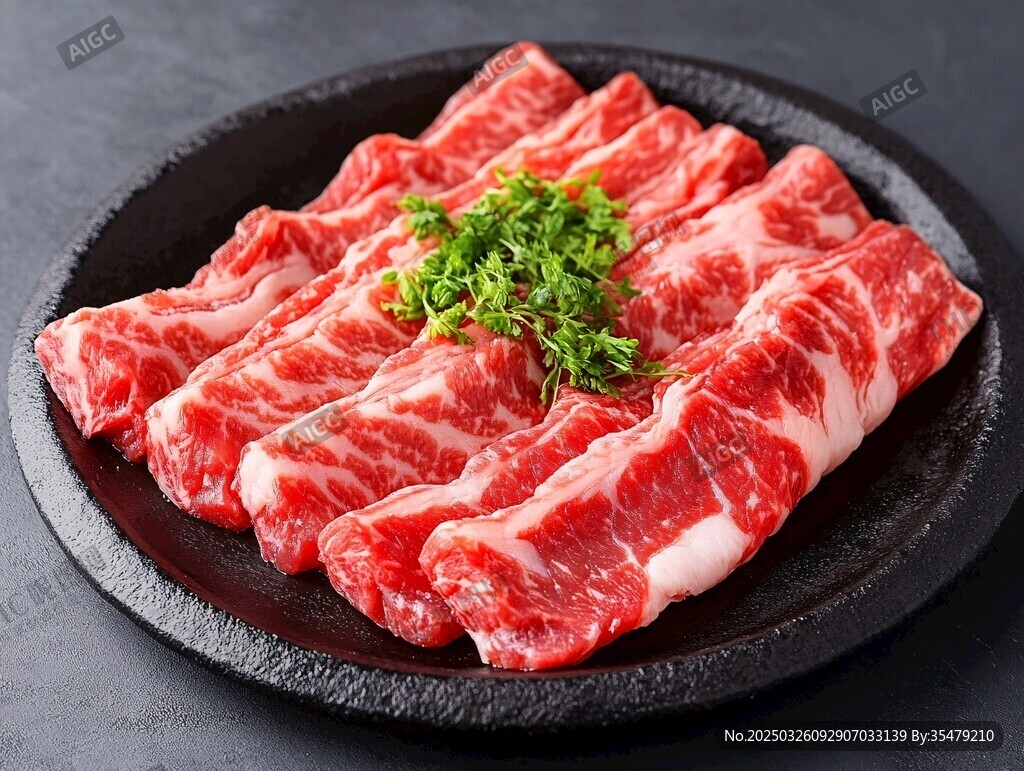 新鮮雪花牛肉片擺盤精致