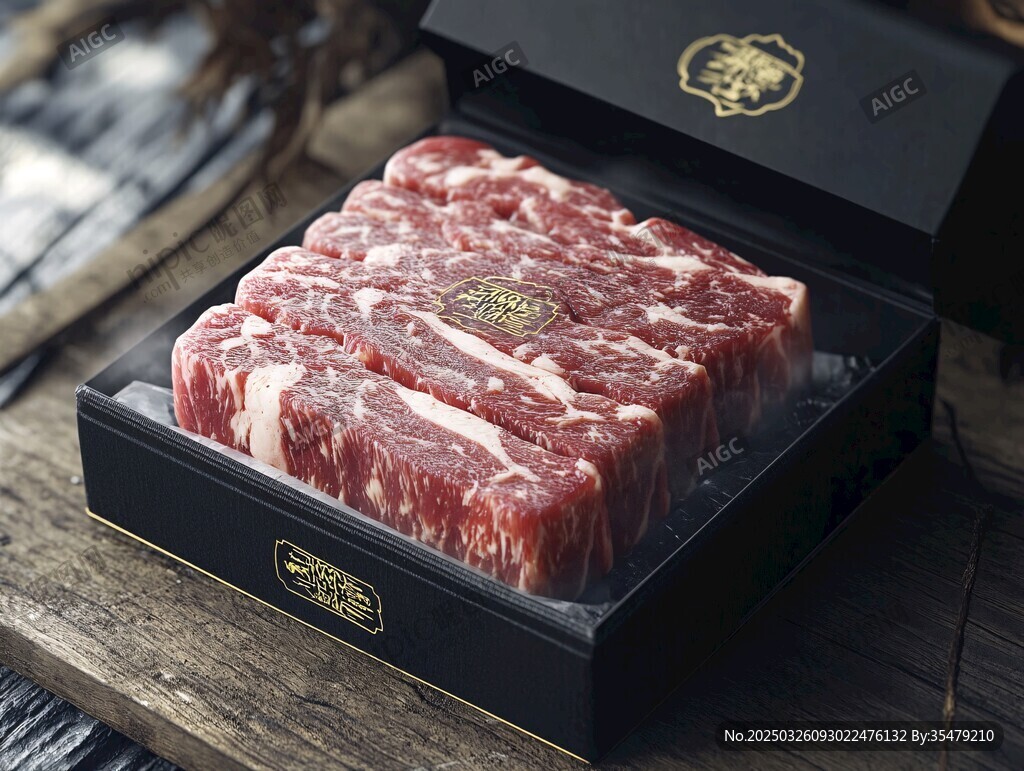 高檔盒裝雪花牛肉展示