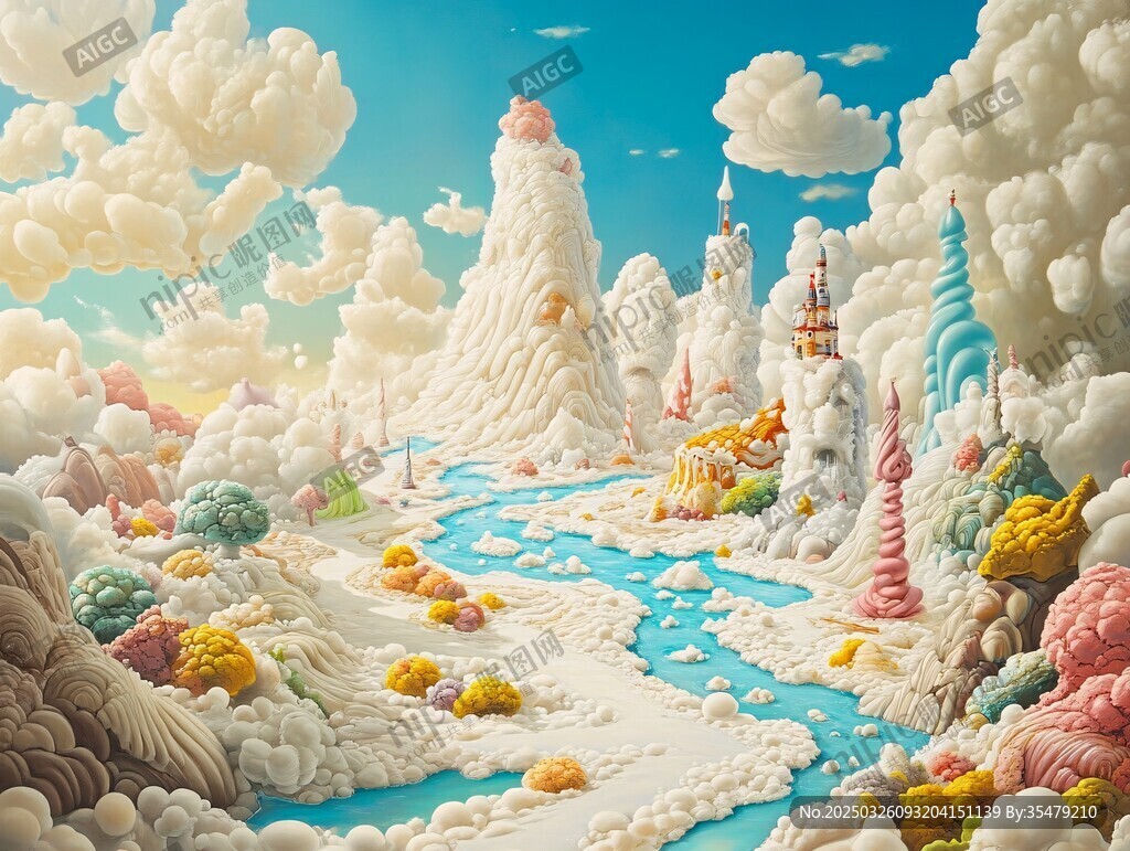夢幻糖果風奇幻山谷景觀