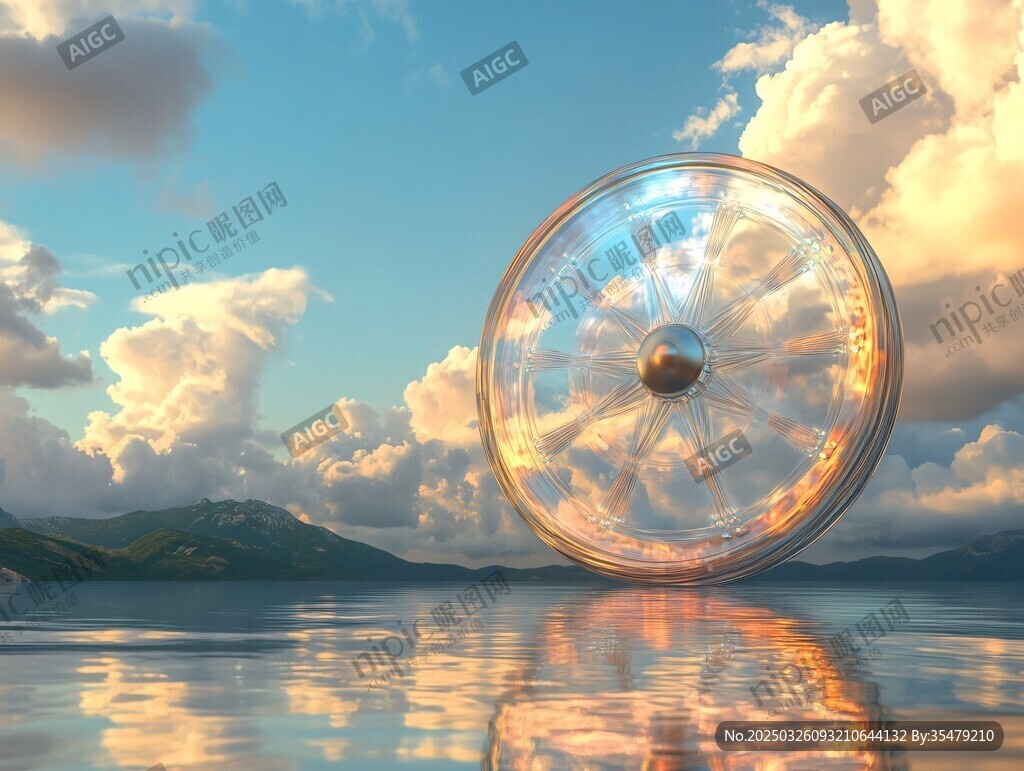 夢幻透明巨輪靜立水面