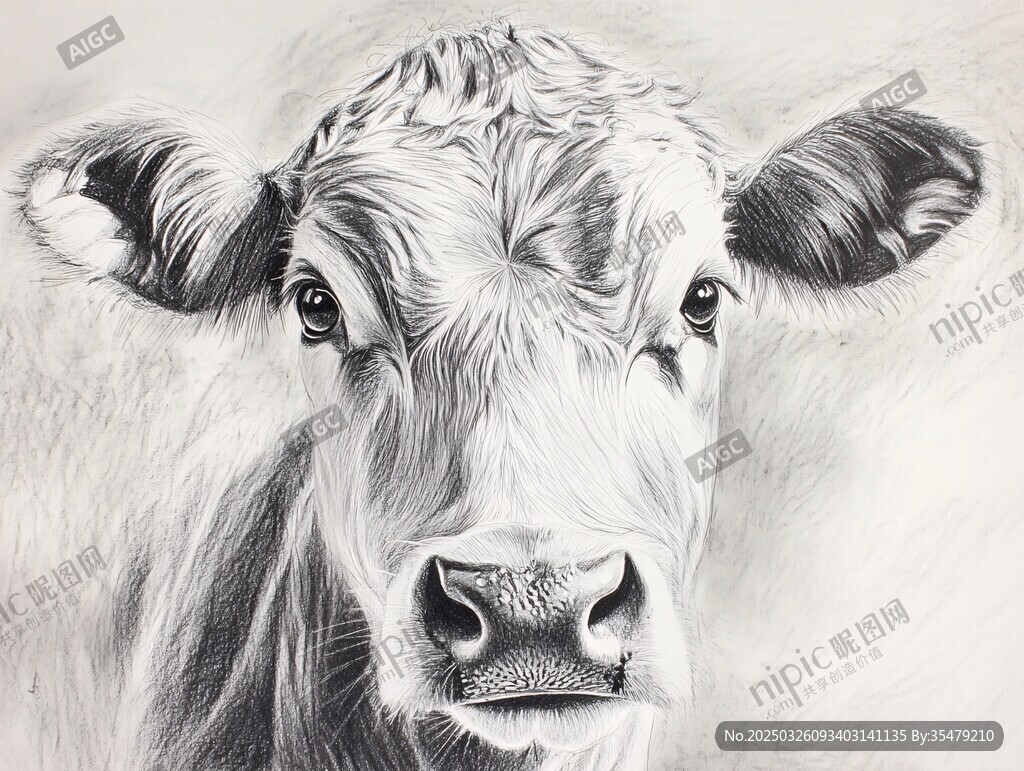 素描小牛特寫