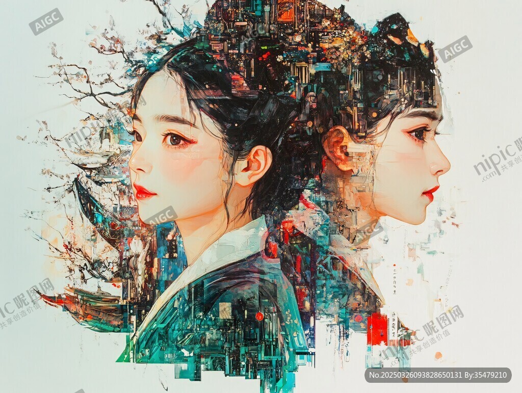 古風(fēng)雙生女子奇幻插畫